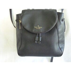 Kate Spade Leila Flap Backpack Black Medium EUC